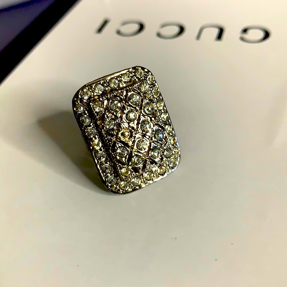 Large rectangular crystal ring - Picture 2 of 3